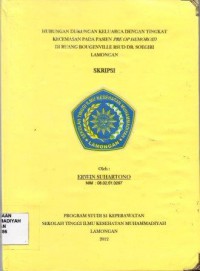 Hubungan Dukungan Keluarga Dengan Tingkat Kecemasan Pada Pasien Pre Op Hemoroid Di RSUD dr. Soegiri Lamongan