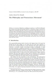The Philosophy And Neuroscience Movement