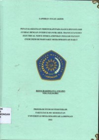 Penatalaksanaan Fisioterapi Pada Kasus Spondylosis Lumbal Dengan Intervensi Infra Red, Transcutaneous Electrical Nerve Stimulation Dan William Flexion Exercisedi Rumah Sakit Muhammadiyah Babat